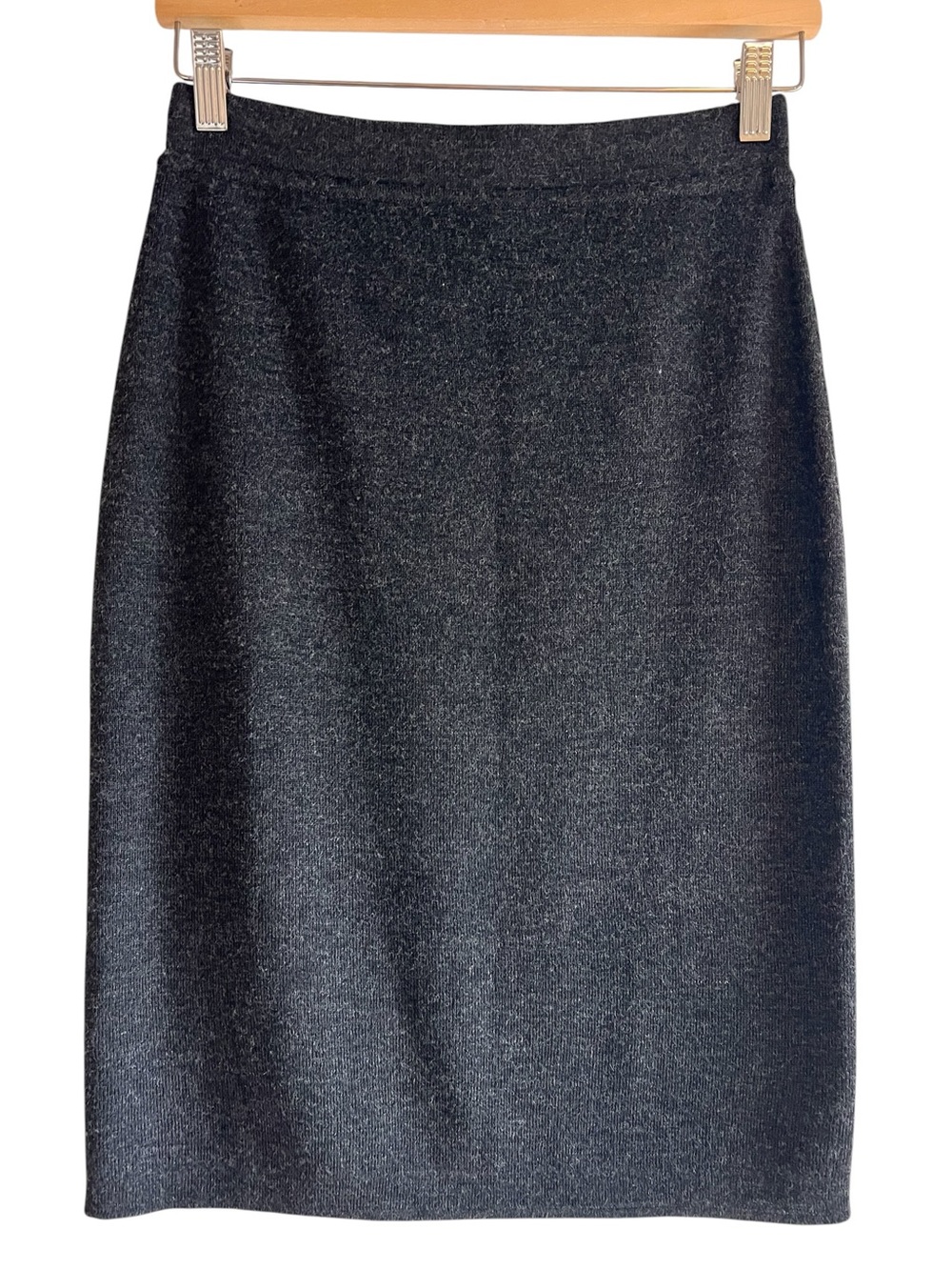 FRAPP merino wool blend grey stretch knit midi skirt excellent condition